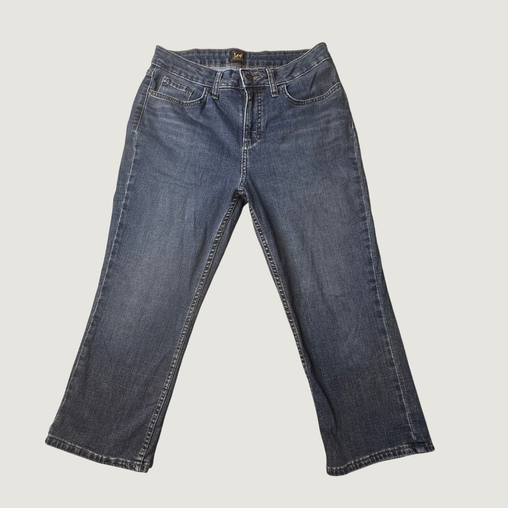Lee Jeans Womens 10M Blue Straight Leg Mid Rise Stretch Denim Casual Pants